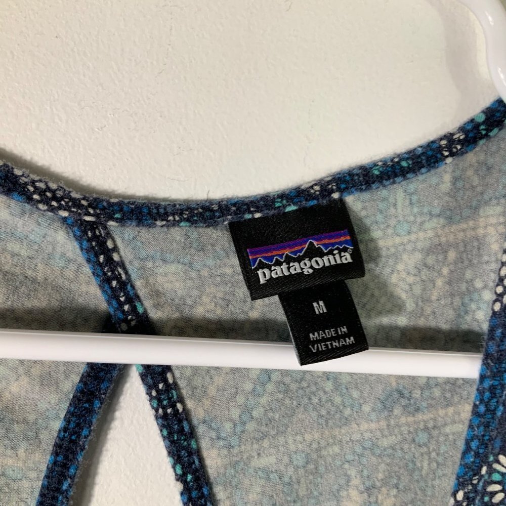 Womens Patagonia West Ashley Aztec Dress‎ Keyhole Back Blue White M - Picture 6 of 7